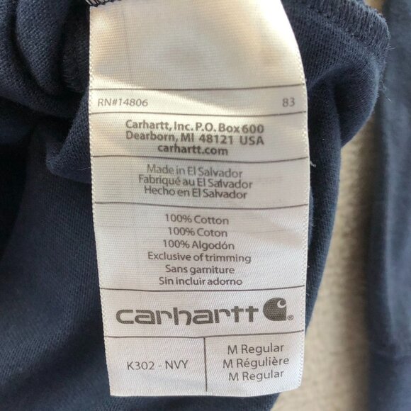 NWT Carhartt Mens Work Polo Shirt Medium Long Sleeve Navy Relaxed Classic Casual - Picture 8 of 13